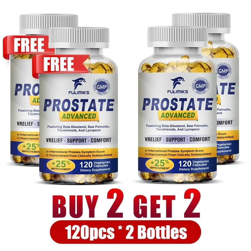 Cápsulas de próstata premium com Saw Palmetto e beta-sitosterol apoiam o fluxo urinário, saúde e conforto da próstata, aliviam a bexiga
