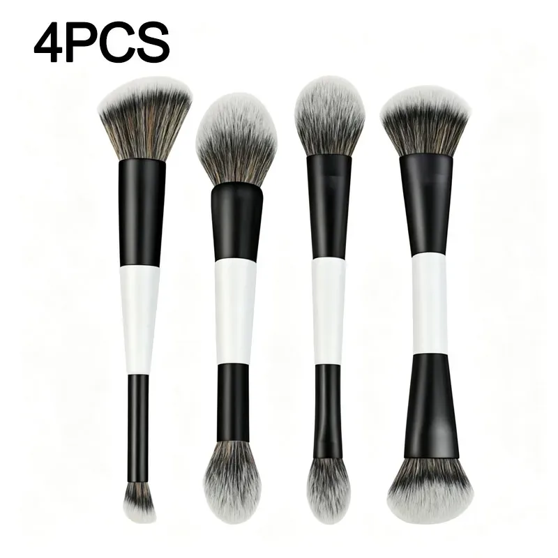 Multifuncional compõem escova dupla terminou angular fundação pincéis de maquiagem blush compõem escova madeira lidar com ferramenta cosmética hzs35 — image 12