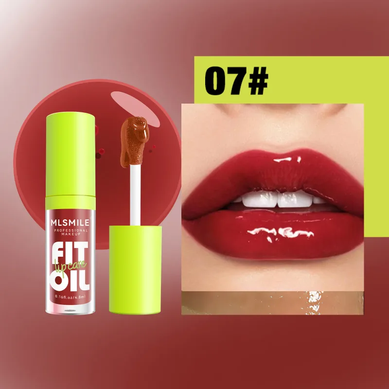 Óleo brilhante para cuidados com os lábios, 8 tons disponíveis, hidrata e suaviza os lábios, criando uma aparência labial rechonchuda e orvalhada, confortável para usar o dia todo