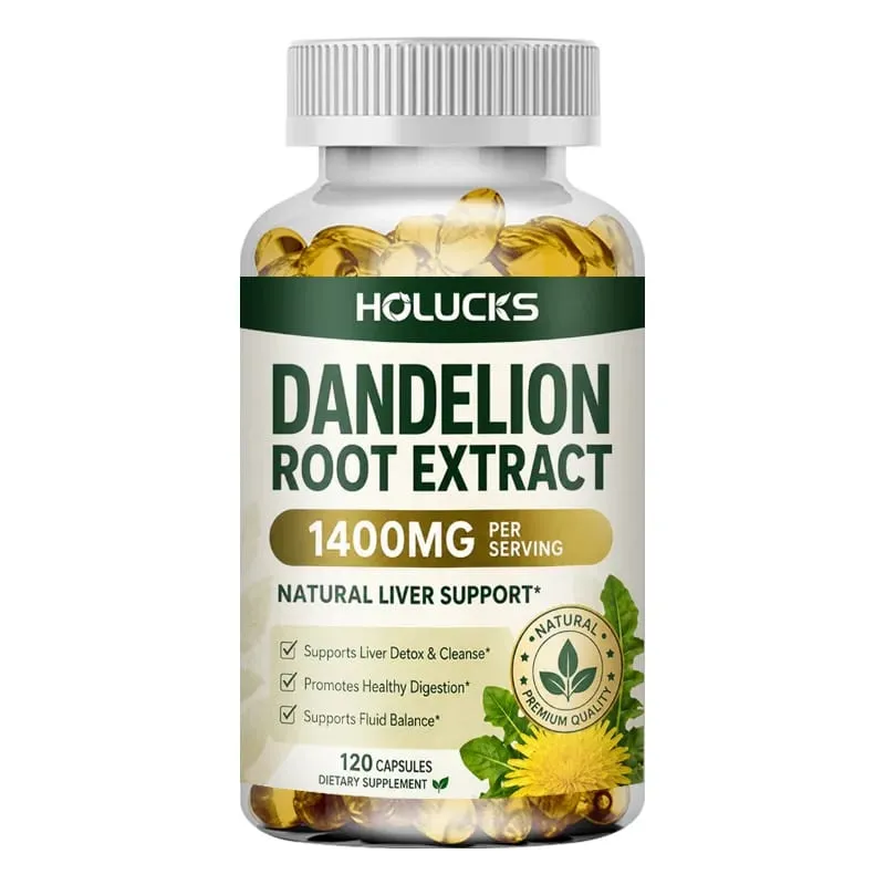 Extrato natural de raiz de dente de leão, cápsulas de 1400 mg, suporte para desintoxicação do fígado, ajuda a limpar o equilíbrio do fluido digestivo e a vitalidade diária leve