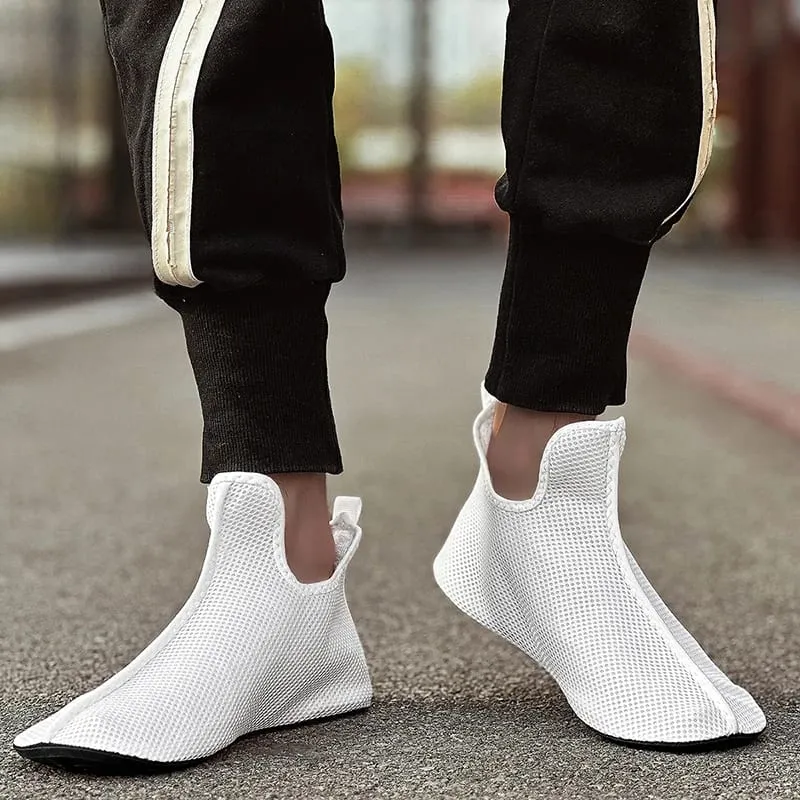 White Sneakers Men Casual High Top Shoes Comfortable Breathable Outdoor Sports Shoes Non Slip Lightweight Walking Shoes