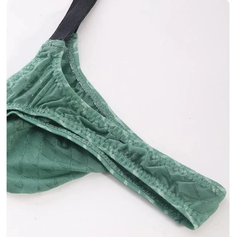 Transparente g-string masculino sexy mini t-back tangas ver através de roupa interior bulge bolsa cuecas de seda gelo lingerie pura cuecas