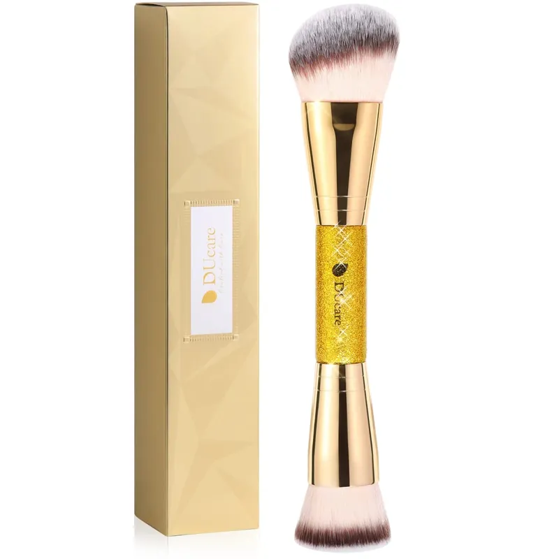 Ducare 2 pçs pincéis de maquiagem duo final escova de rosto para fundação pó buffer e contorno sombra ferramentas de maquiagem cosmética sintética