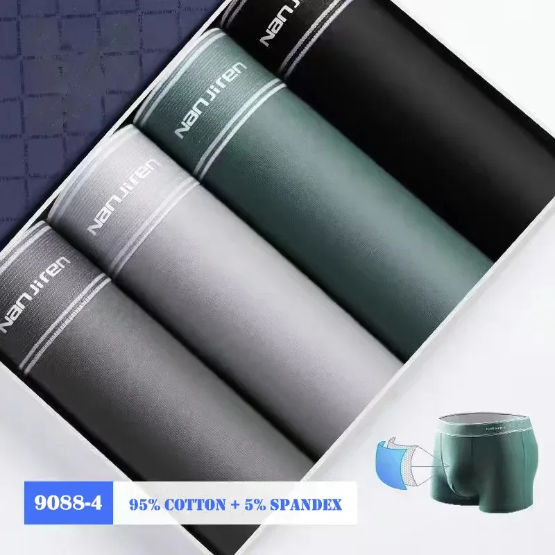 4Pcs/lot Men's Underwear Sexy Boxer Shorts Cotton Panties Man Solid Underpants Male Soft U Convex Lingerie Plus Size L-6XL — image 45
