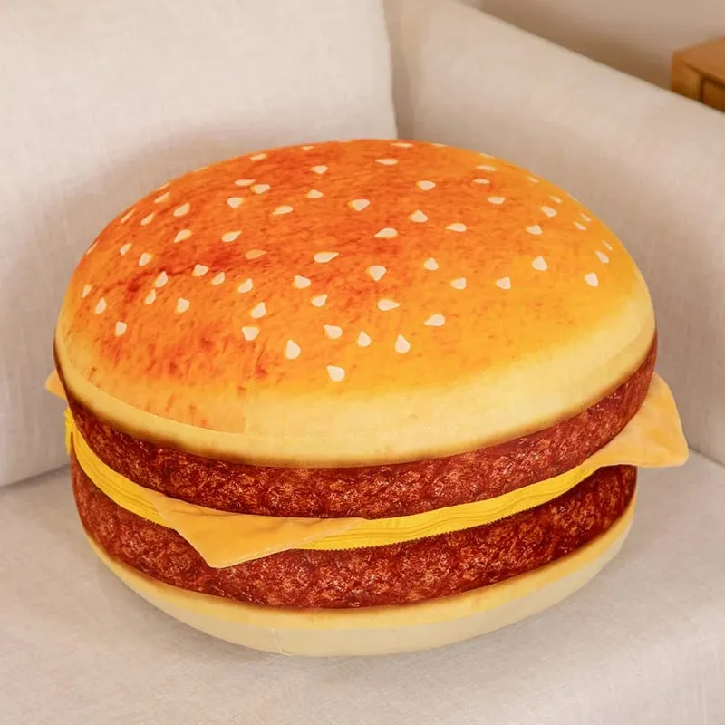 40CM Simulation Plush Bread Hamburger Pillow Lazy Sofa Turn To Seat Cushion Stuffed Food Cute Toys Home Decor Kids Birthday Gift