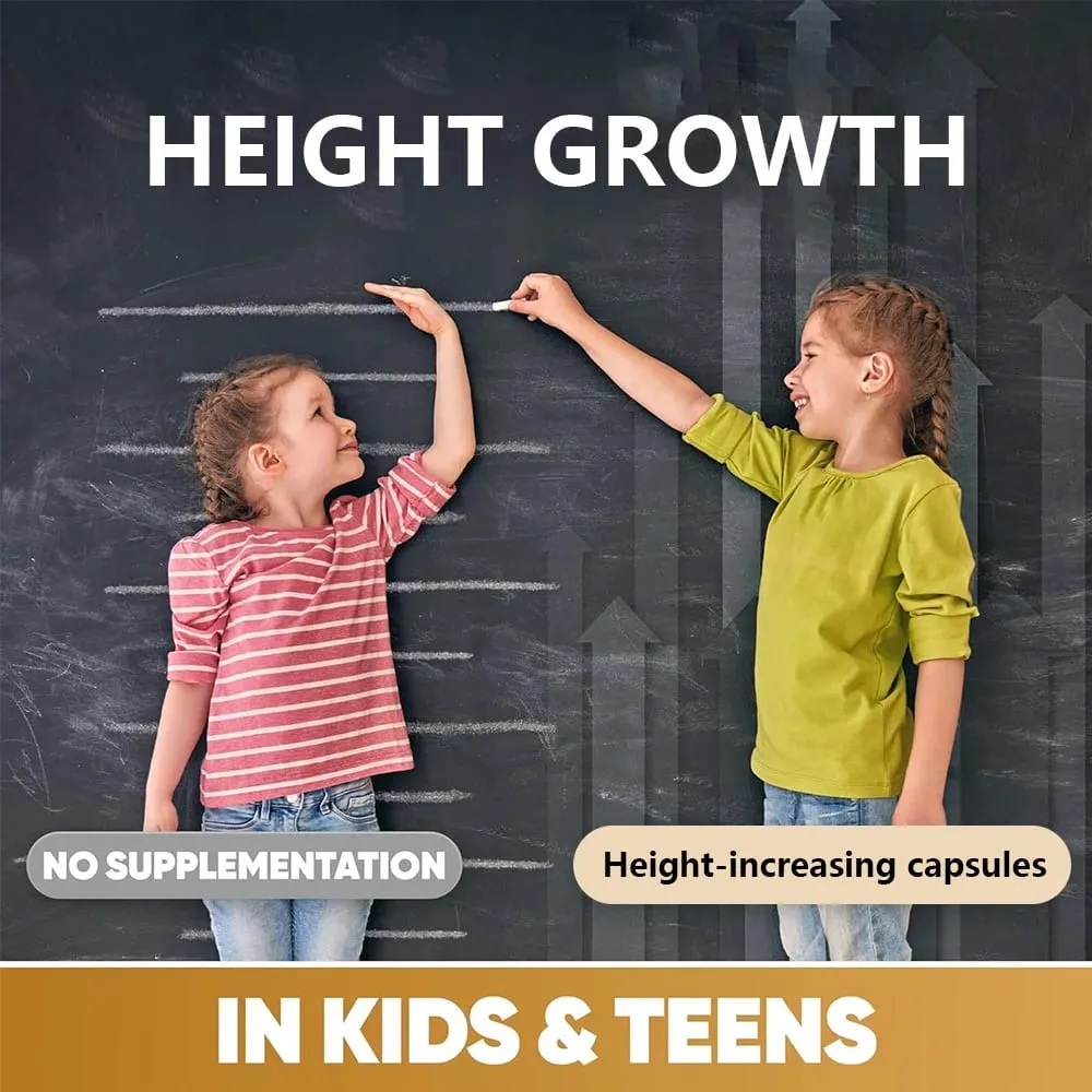 Height Growth Capsules - With Vitamins and Calcium - Increase Bone Strength Promotes Growth Adults Children