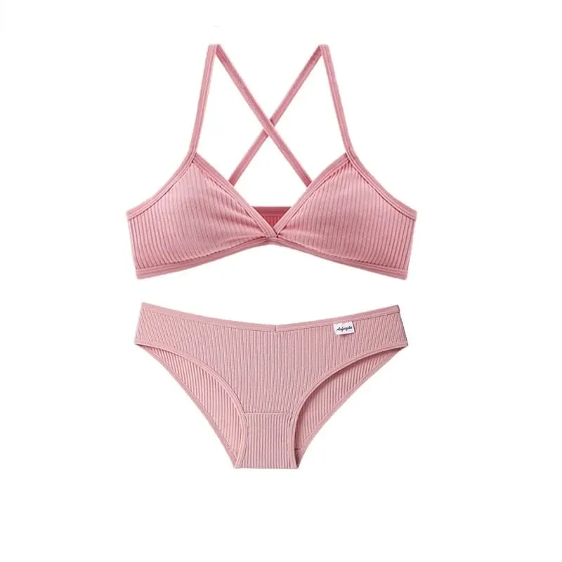 Kit de calcinha de algodão com copo triangular francês, roupa íntima respirável sem fio