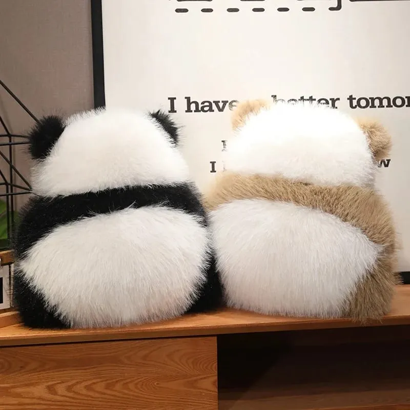 Super fofo pelúcia panda sombra recheada qizai vista traseira almofada estilo nórdico sofá decoração travesseiro chocolate panda abraço cintura travesseiro