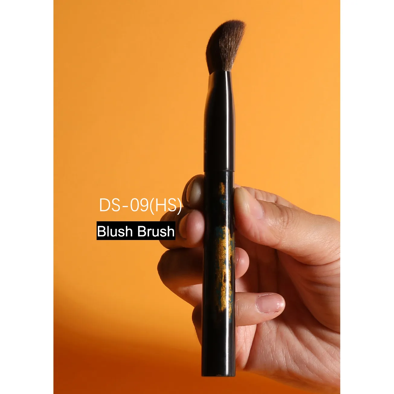 DS09 (HS) Pincel de maquiagem artesanal profissional 3D Triângulo Blush Pincel de pinho esquilo Cabelo de cabra Pincéis de maquiagem com cabo de laca crua