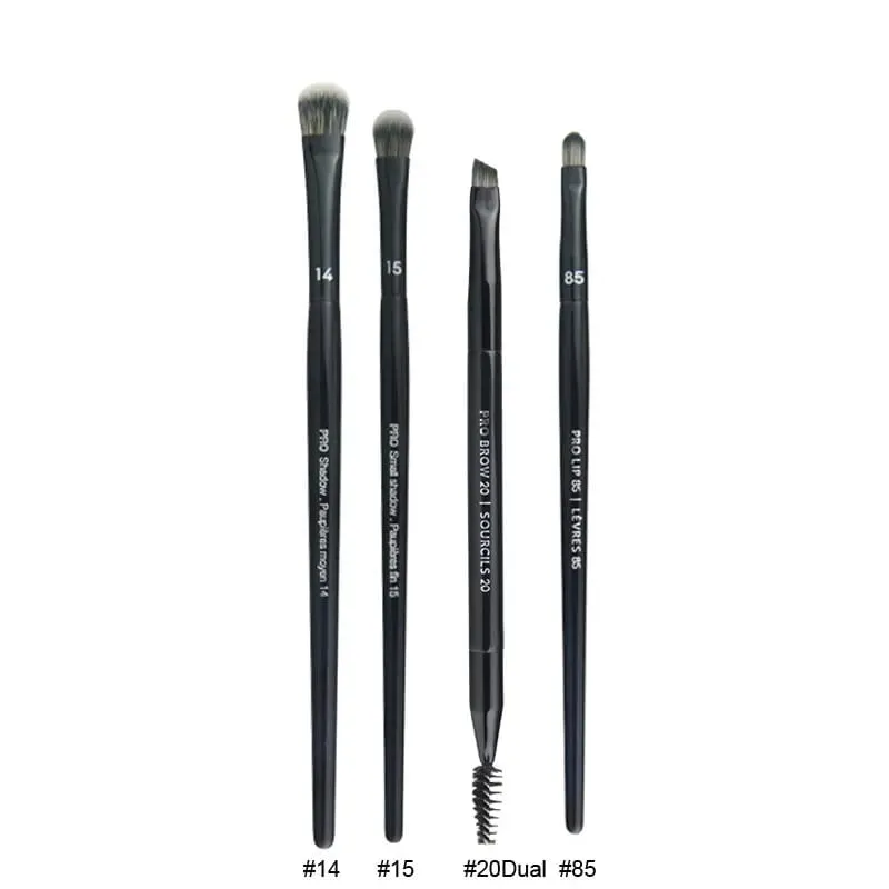 4 pçs/set Pro Preto Sombra de Olho Pincéis de Maquiagem Lip Brow Precisão Corretivo Mistura de Cabelo Sintético Mancha Destaque Make Up Brush