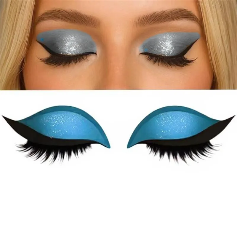 Reutilizável 1 par preguiçoso sombra de olho cílios remendo 2-em-1 adesivo de maquiagem dos olhos com cílios postiços & sombra à prova dwaterproof água ferramentas cosméticas