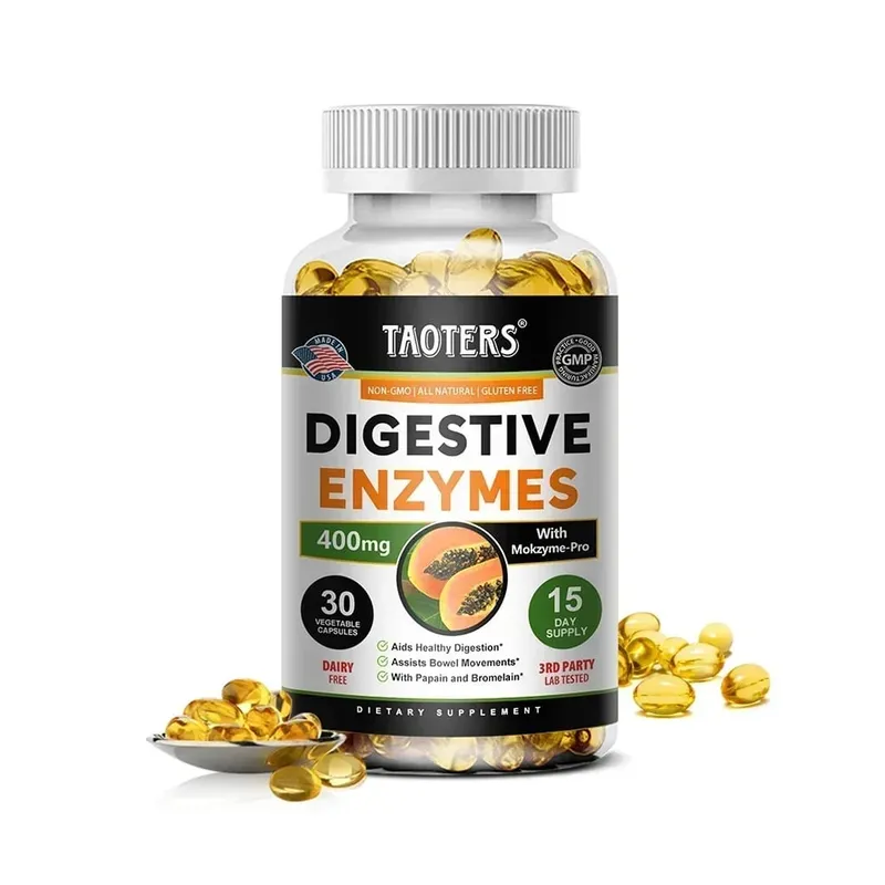 Enzimas digestivas contendo papaína e bromelaína ajudam a apoiar a digestão, melhorar a saúde intestinal, aumentar o metabolismo, melhorar a pele opaca