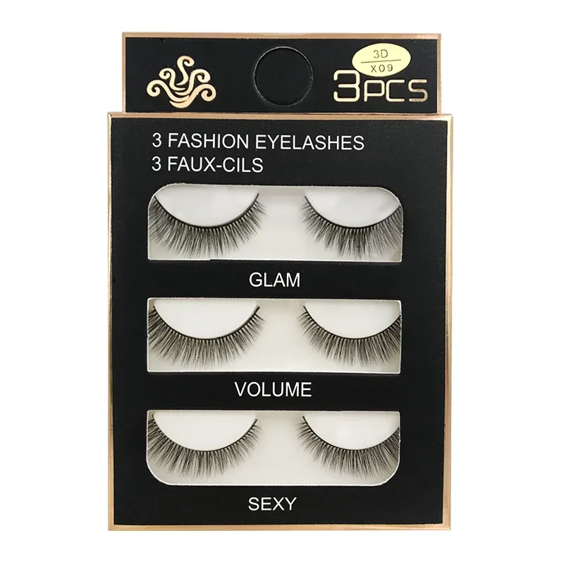 Falso cils 3 pares cílios postiços naturais longos 3d vison cílios macios macios finos feitos à mão cílios falsos ferramentas de maquiagem dos olhos