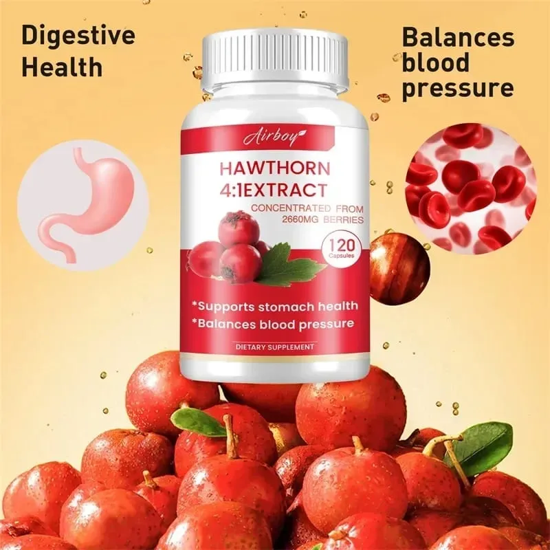 Hawthorn Berry Extract Capsule - Supports Digestive Health Promotes Energy Production Blood Circulation and Boosts Immunity
