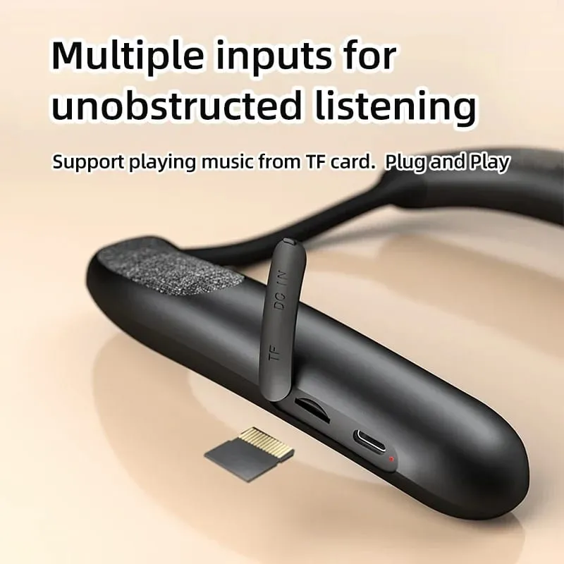 Rockmia EBS-910 novo alto-falante sem fio wearable neckband bluetooth 5.3 código aac verdadeira caixa de música estéreo sem fio slot para cartão tf tipo c