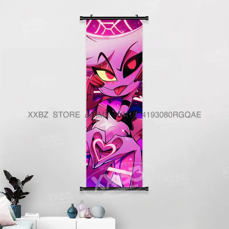 Simple Black Comedy Hazbin Hotel Home Decoration Hanging Painting Cartoon Wall Artwork Scrolls Picture Room Canvas Print Posters