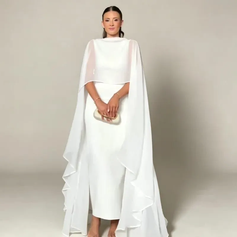 Capa pura em torno do pescoço maxi vestido para mulher aberta volta sólida simples design saia elegante casamento formal noite feminino roupões longos