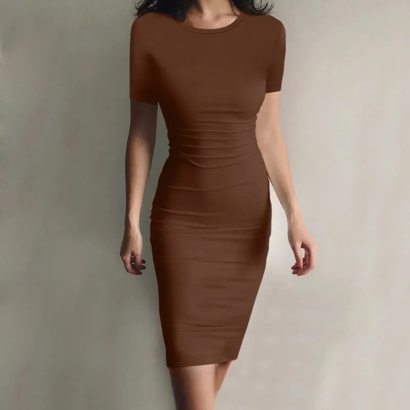 Vestido de verão de alta estiramento tanque robe sólido manga curta casual magro longo lápis vestido feminino sexy maxi vestido elegante fino