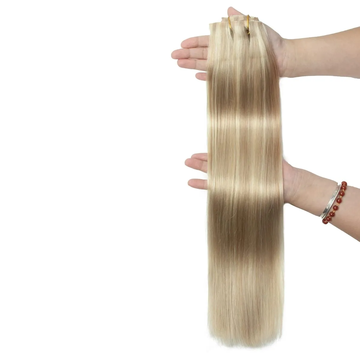 PU Seamless Clip In Hair Extensions Real Natural Invisible PU Tape Weft Clip Ins Machine Remy 12-24inch Invisible Clip Ins 7PCS