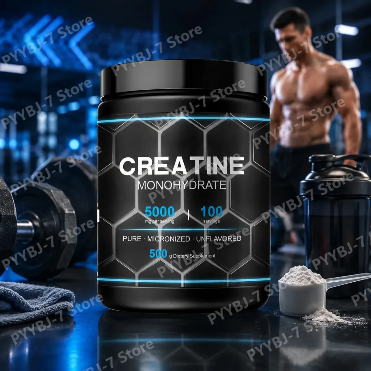 Creatina monohidratada em pó 500g suplemento micronizado sem sabor para recuperação de treino suporte muscular homens mulheres