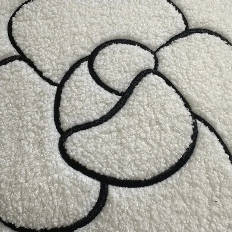 45cm Modern Style Flower Embroidery Plush Pillow Camellia Shaped Throw Pillow Soft Home Room Decor Cushion
