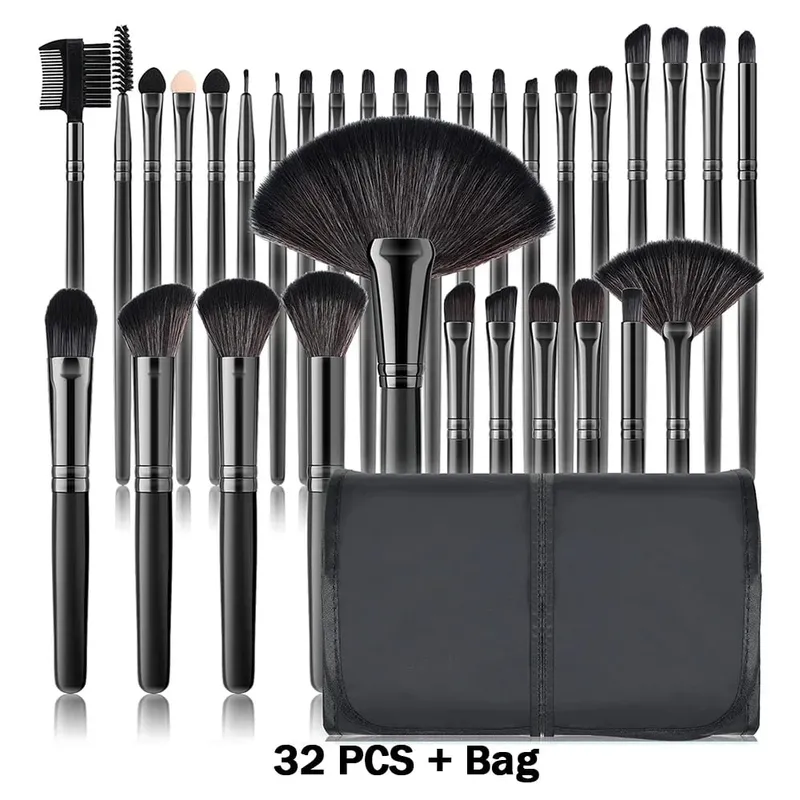 Conjunto de pincéis de maquiagem, 10/32 peças, pó macio, base, contorno, blush, corretivo, sombra, iluminador, ferramenta de beleza
