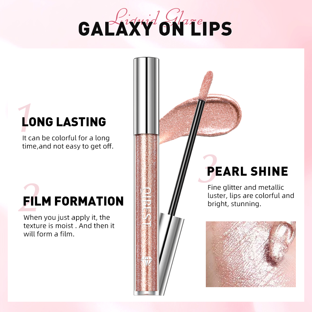 Glitter diamante batom líquido à prova dlong água longa duração pérola brilhante brilho labial metal encantador feminino maquiagem labial 6 cores