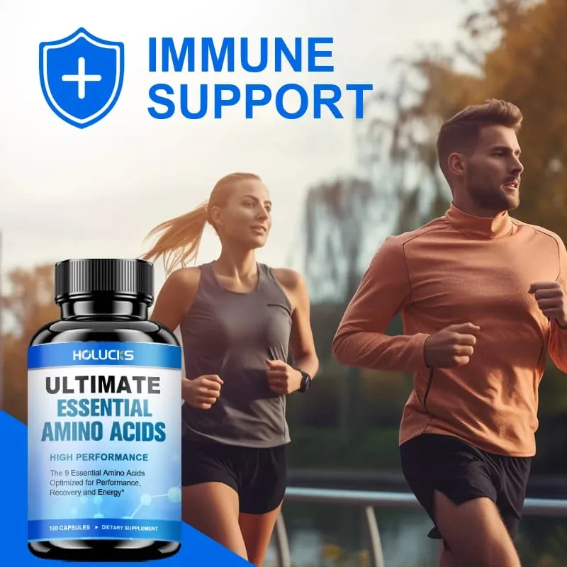 Cápsulas avançadas de aminoácidos para construção corporal, ajudam a aumentar a resistência, a síntese de proteínas, a construir massa muscular, energia abdominal