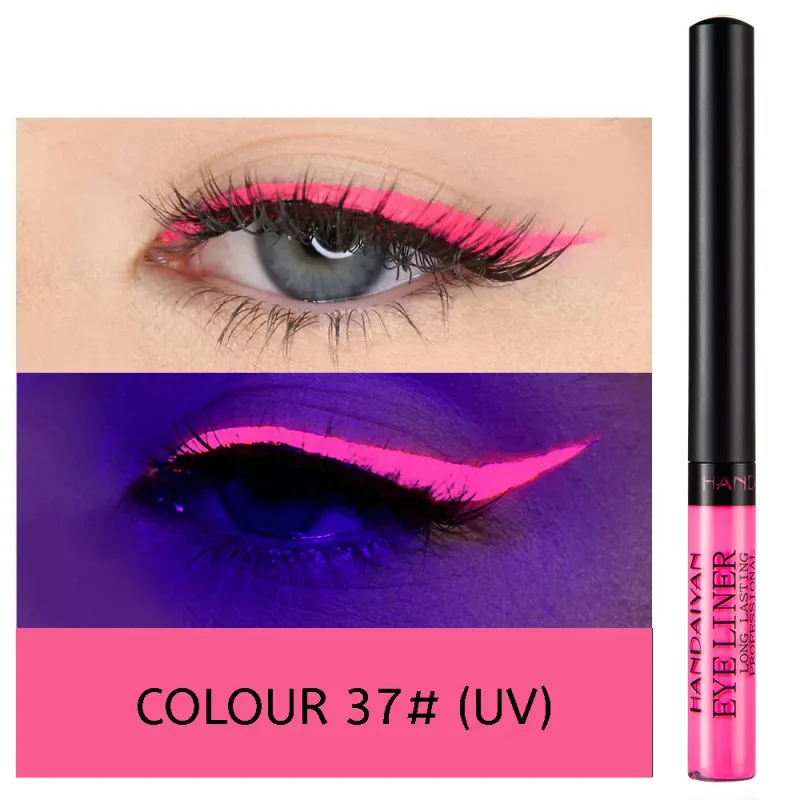 Caneta delineadora neon com luz uv, maquiagem para olhos, vermelho, à prova d'água, cor líquida, lápis de maquiagem, cosméticos, amarelo, fosco, roxo