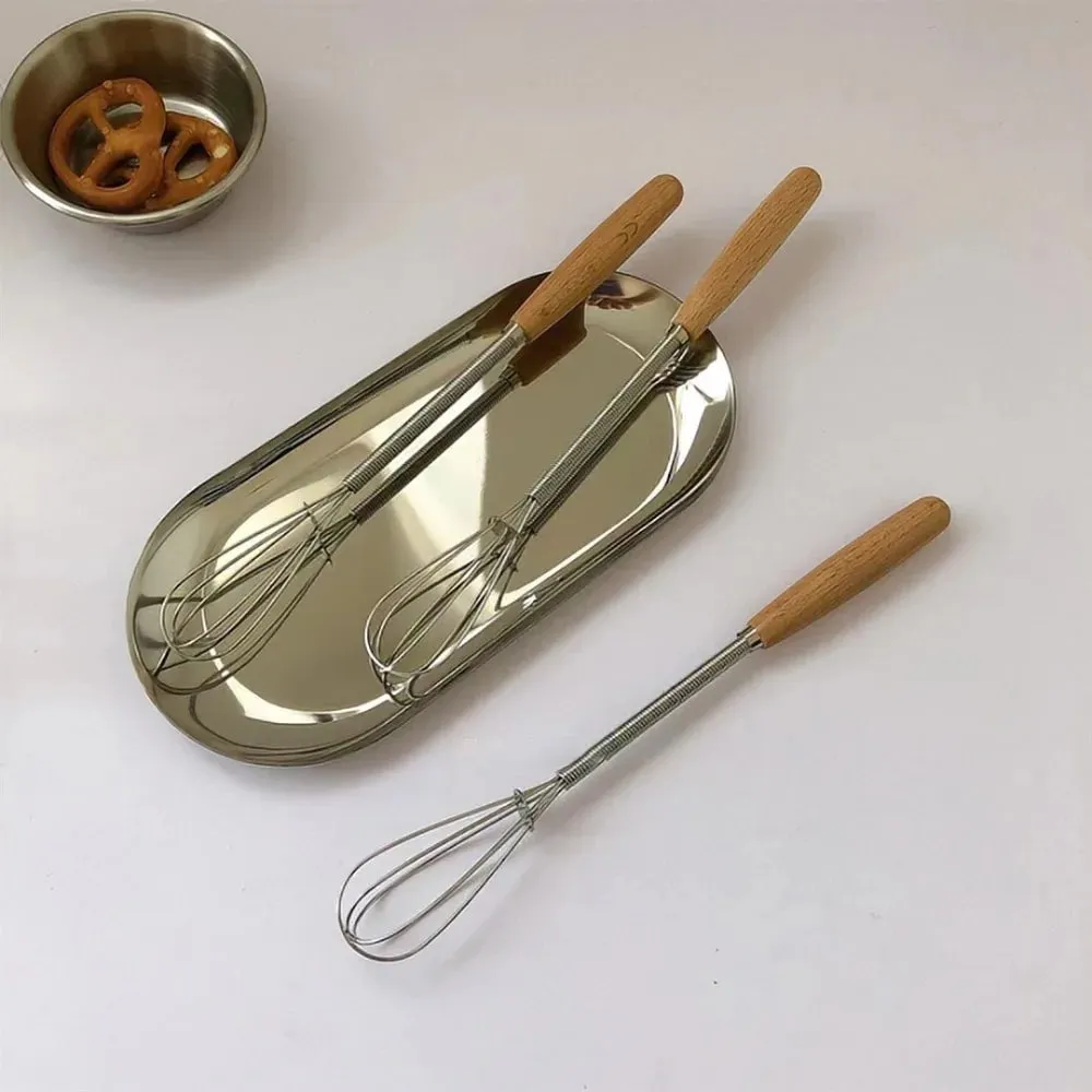 多功能不銹鋼打蛋器木柄實用迷你打蛋器便攜式手動打蛋器烘焙