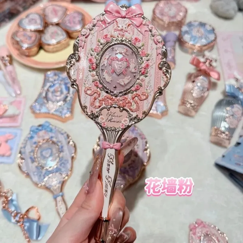 Flower Knows Handheld Makeup Mirror Air Cushion Comb All Series Relief Pattern Limited Color Makeup Tool Kit