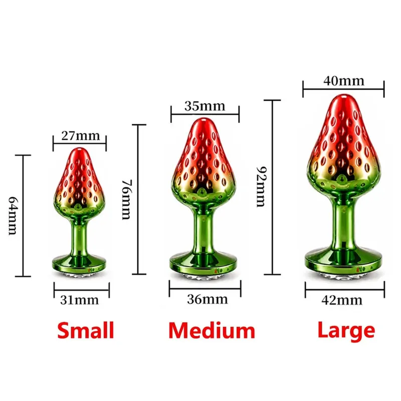 Morango metal contas anal butt plug conjunto pequeno médio grande wearable anal plug jóias brinquedo sexo anal para homem mulher