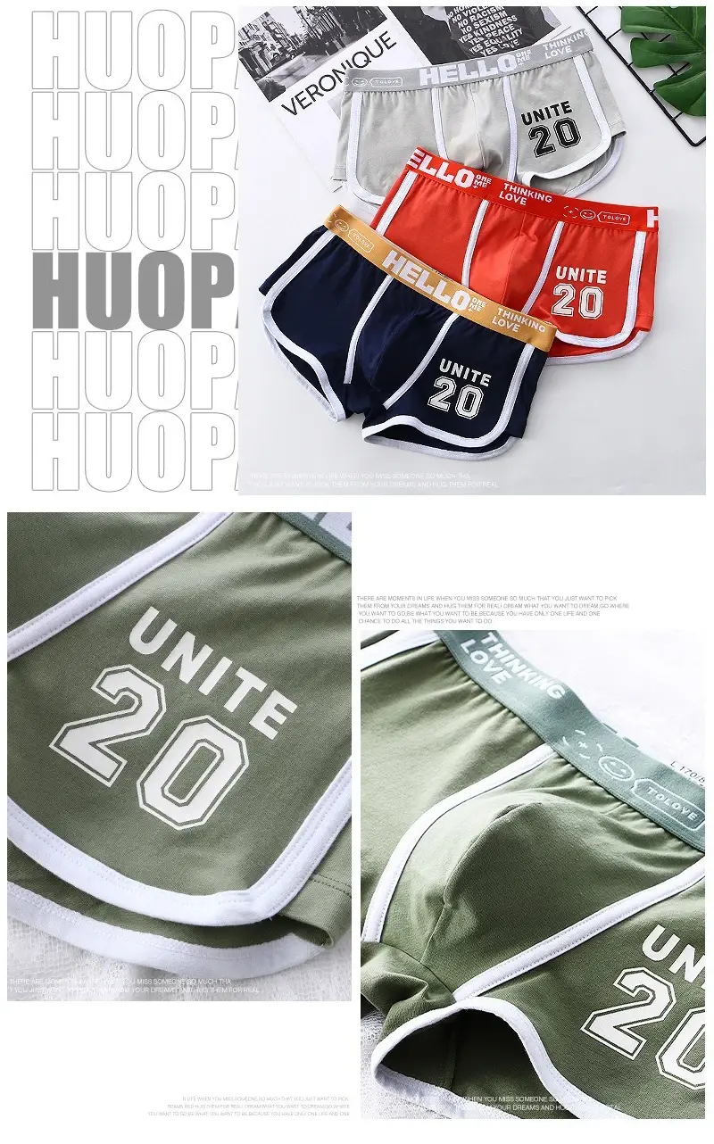 1/3pc roupa interior masculina esportes boxer shorts de algodão oversized cor sólida juventude moda esportes calcinha masculina confortável respirável