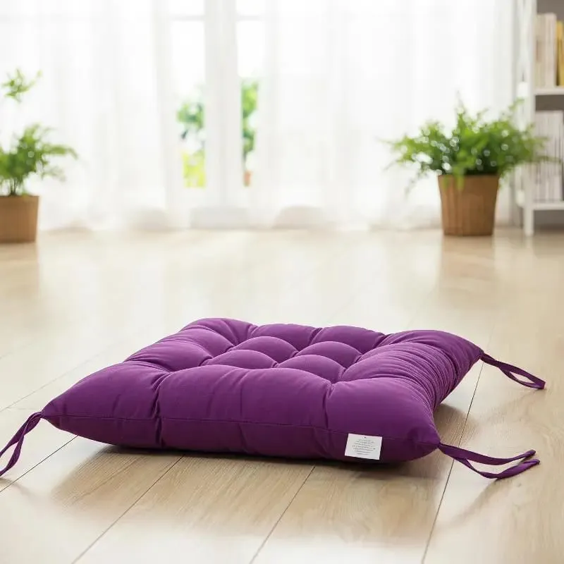 Soft Thick Padded Square Seat Cushion With Cute Cartoon Prints Fixed Ties For Home Office Indoor Outdoor Use Polyester Resilient