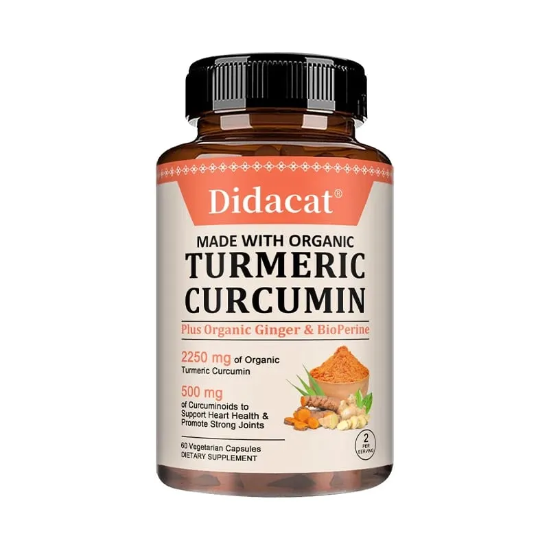 Organic Curcumin 2250 Mg + Bioperine Highly Absorbed Supports Cardiovascular and Joint Health