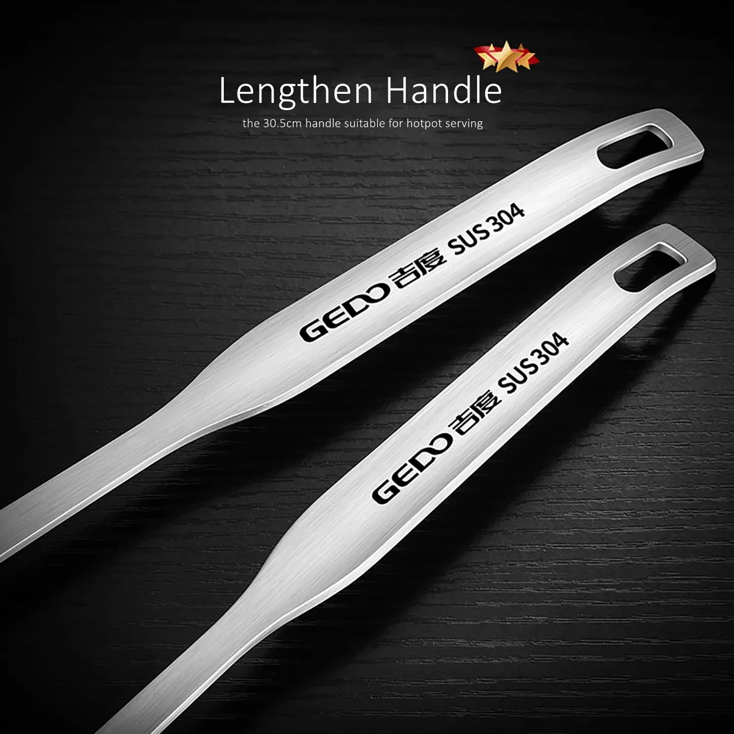 Certificação LFGB Coador e colher de sopa de aço inoxidável 304 puro 30,5 cm de comprimento Conjunto de concha e filtro resistente a quedas