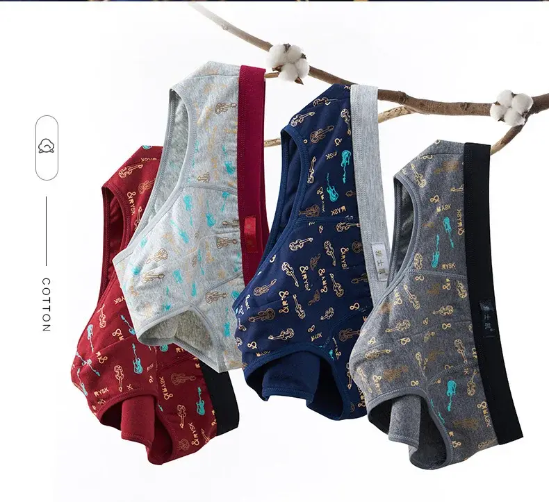 Cueca masculina de algodão plus size, cueca sexy, respirável, biquíni, estampa gay, calcinha masculina