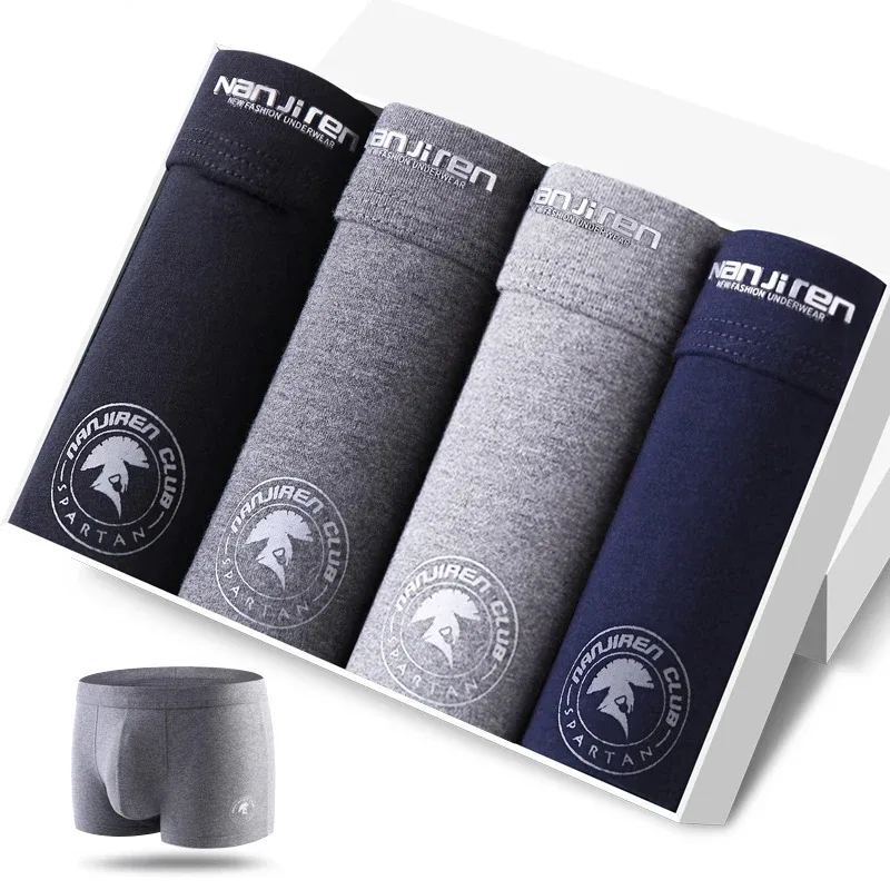4Pcs/lot Men's Underwear Sexy Boxer Shorts Cotton Panties Man Solid Underpants Male Soft U Convex Lingerie Plus Size L-6XL — image 32