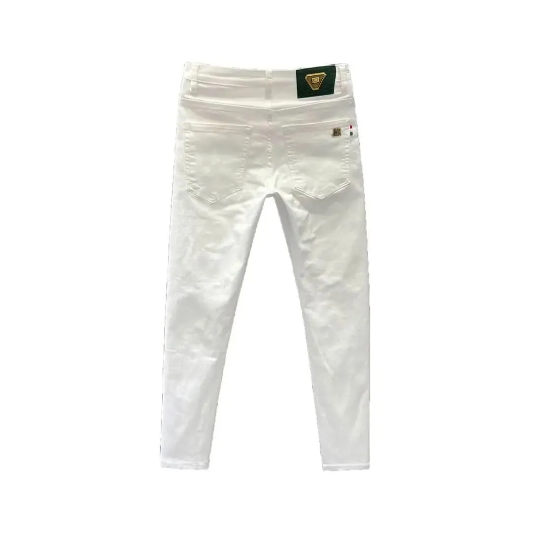 Calças brancas masculinas de alta qualidade simples verão na moda roupas de negócios masculinas algodão jeans de pés pequenos calças de roupas masculinas de ajuste fino — image 4