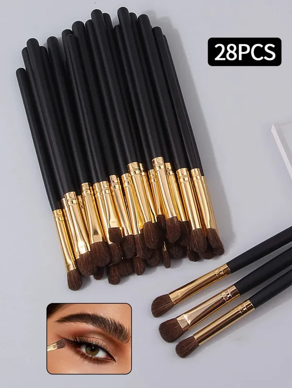 Conjunto de pincéis de maquiagem profissional para olhos, 28 peças, pincel de sombra, alto brilho, pincel de aplicação, conjunto completo de pincéis de maquiagem