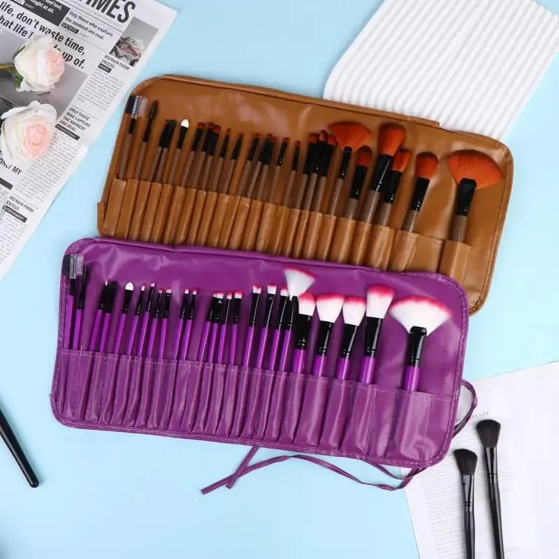 Conjunto de pincéis de beleza profissional de 24 unidades inclui todos os pincéis de maquiagem com bolsa organizadora para uso pessoal e de viagem