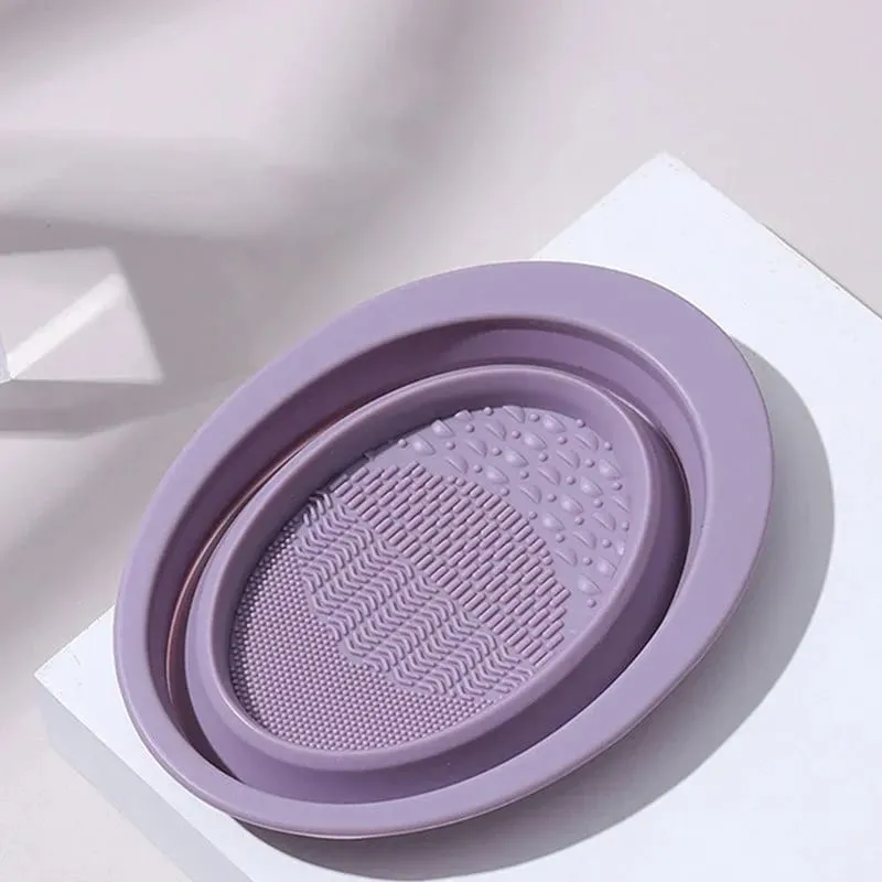 Escova de maquiagem de silicone limpador tigela dobrável tapete limpo cosméticos fundação sombra em pó escovas ferramentas de limpeza suprimentos de maquiagem
