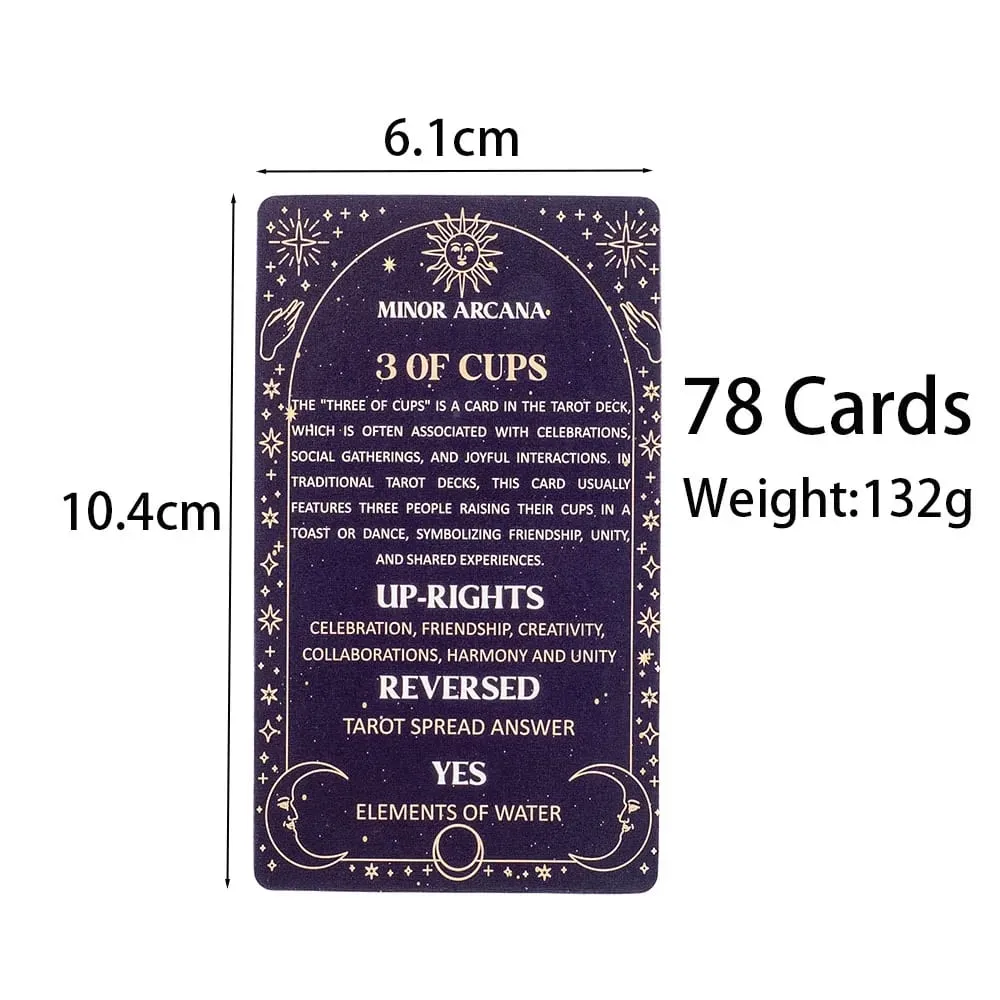 Significado cartas de tarô 78 cartas baralho inglês visões adivinhação edição jogo de tabuleiro para iniciantes tamanho de bolso tarô aprendizagem baralho — image 4