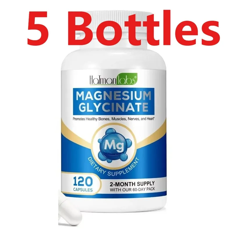 Cápsulas de glicinato de magnésio com 208mg de bisglicinato elementar para suporte ósseo, muscular e nervoso saudável, adultos 120 cápsulas