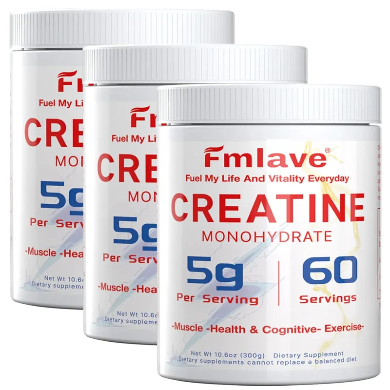 Pó micronizado de monohidrato de creatina Fmlave 300g - 60 porções 5000mg por porção (5g) - para homens e mulheres, crescimento e recuperação muscular