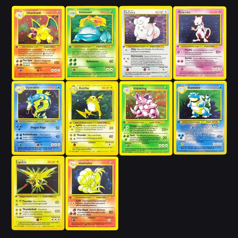 Proxy PKM Inglês JOGO 1ª EDIÇÃO Charizard Blastoise Venusaur Mewtwo Holo TCG Game Collection Card