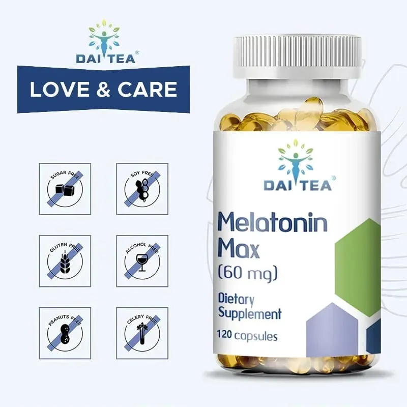 Melatonin MAX（60 毫克）快速溶解膠囊 - 更快入睡，促進深度睡眠和休息，易於服用，增強免疫健康