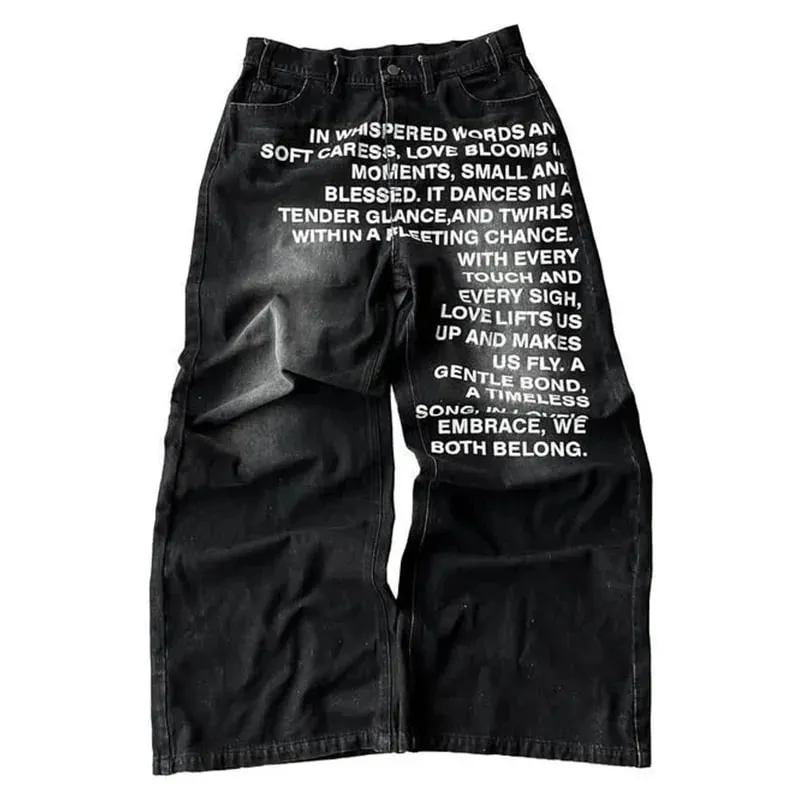 Americano retro estampado alfabeto masculino jeans personalizado roupas de rua y2k goth moda masculina e feminina calças casuais