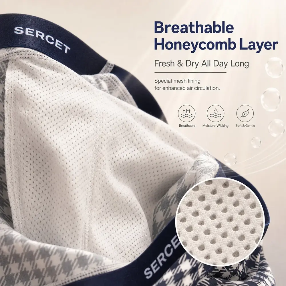 1/3PCS 95% Cotton Soft Boxers Striped/Dot/Plaid Knit Man Underwear Autumn Breathable Antibacterial 3D Mesh Crotch Men's Panties