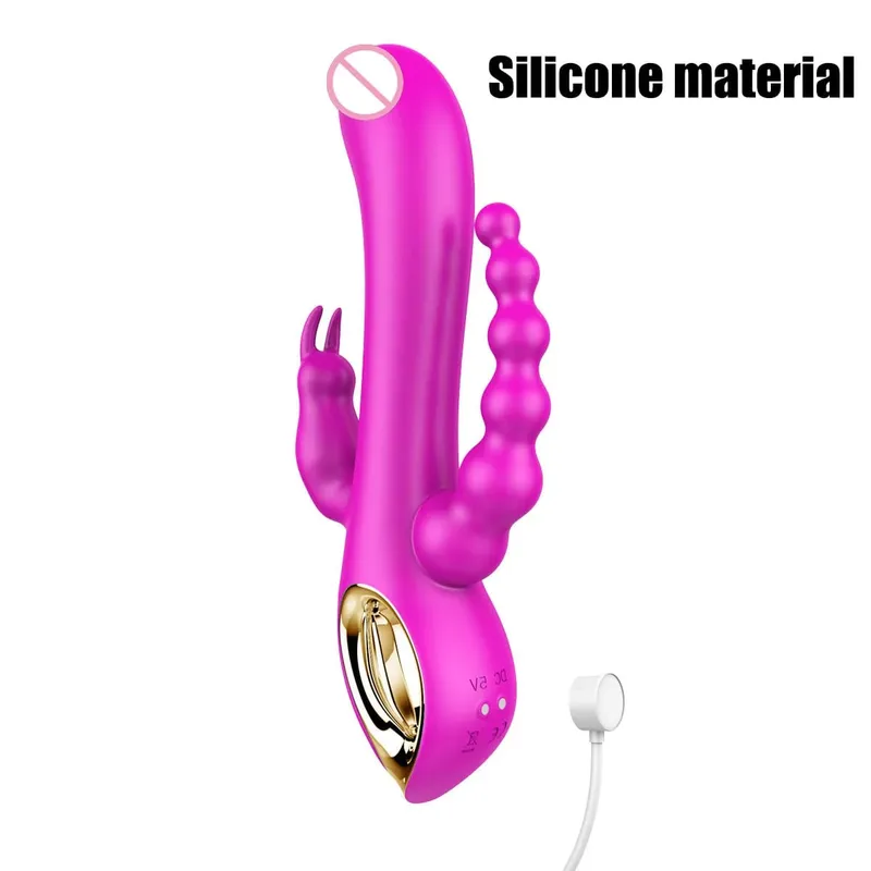 Vibrador de coelho de silicone 3 em 1, ponto G, clitóris, contas anais, estimulador, 10 modos de impulso, brinquedo sexual vibratório para mulheres — image 20